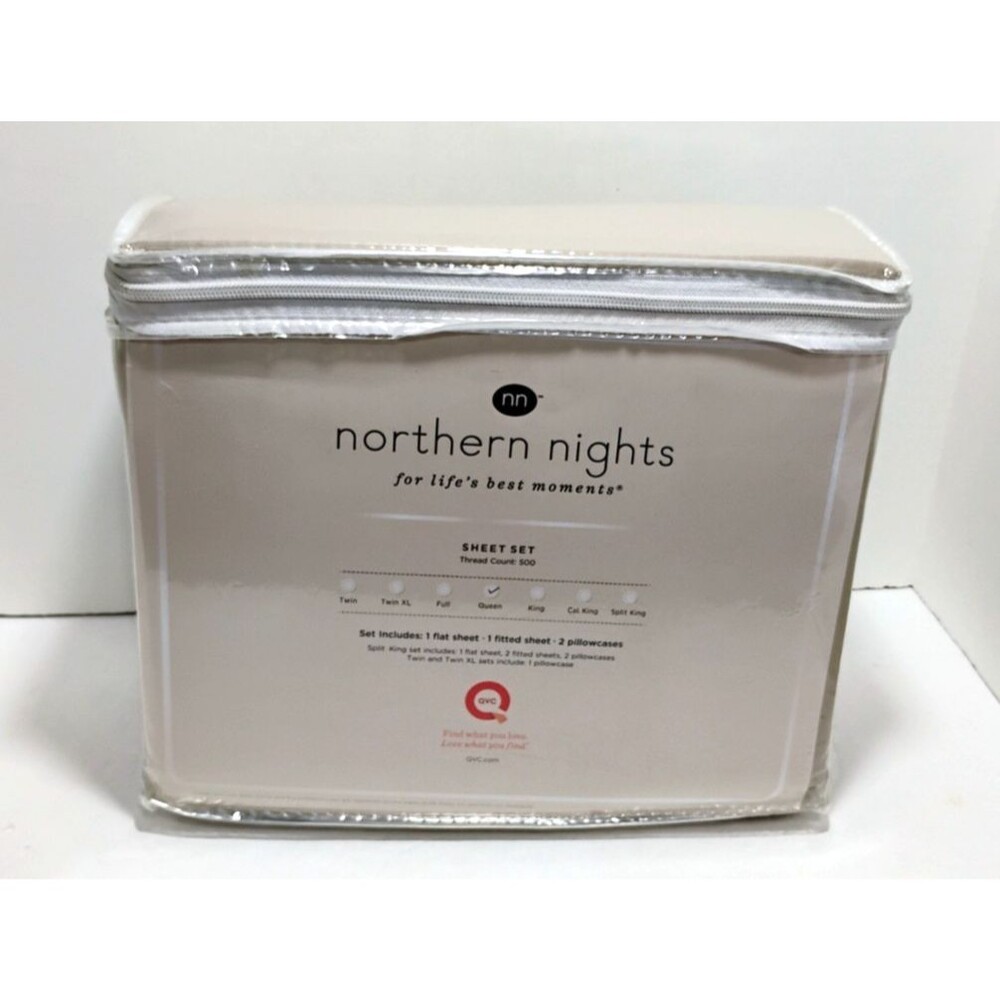 Northern Nights Queen Sheets Set 500TC Taupe QVC NEW